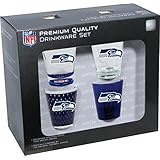 NFL Seattle Seahawks Shot Glass Collector Set (4-Piece), 2-Ounce, Clear