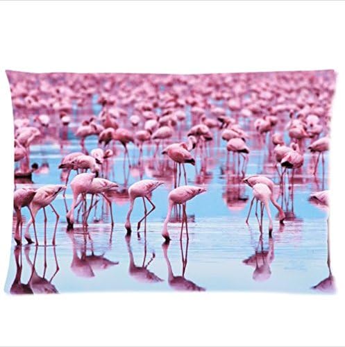 Personalized beautiful pink Flamingos pattern soft Satin pillowcase,Zipper pillow cases 20"(W)x30"(L)one side