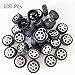 100 Pcs Plastic Roll 2mm Dia Shaft Toys Car Wheel for DIY Model Toy RC Car Truck Building Projects