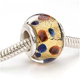 Murano Style Glass Real Gold Foil Lampwork Bead Fits Pandora Dots 14mm (1)