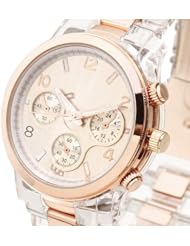 Fashion NEW FANCY Women Quartz Wrist Watch Rose Golden Watch Face Crown 3 Hands Resin