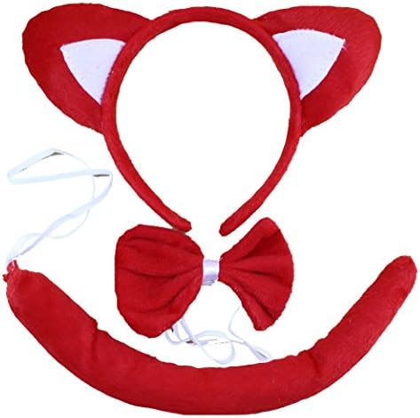 Animal Ear Headband Cute Red Fox Christmas Party Costume Cartoon 3pc Set