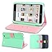 GMYLE(R) Wallet Case Classic for Barnes & Noble Nook HD 7 - Mint Green & Pink Cross Pattern PU Leather Slim Stand Case Cover (with Card Slots and Money Pocket)