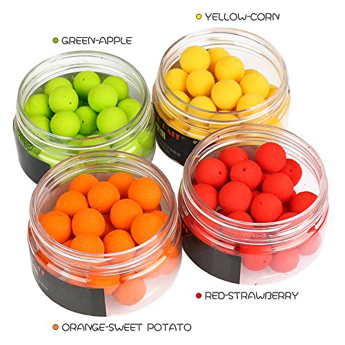 SHELURE Boilies Carp Bait Floating Fishing Lure 12mm 14mm 17mm Corn Flavor Artificial Baits Carp Fishing Accessories Fish Beads Feeder (10mm 4 color)