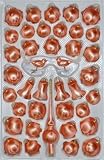  : Lauschaer Glas ,Weihnachtsschmuck / Christbaumschmuck : Sortiment Eislack lachs / 32 Kugeln (10xd5cm/12xd6cm/10xd7cm), 4 Glocken mit Schlägel, 2 Vögel, 1 Spitze
