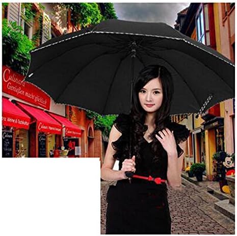 Creative Solid Color Fashion Strength Supper Plus Big Folding Umbrella For Women & Men Business Umbrella Rain Umbrella - Black
