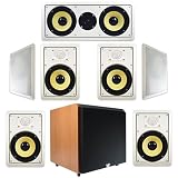 7-Piece 8" (HD800) HD In-Wall Speaker System w/Cherry 1000W 15" HD Powered Home Subwoofer (7.1)