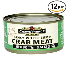 Crown Prince Natural Fancy White-Lump Crab Meat, 6-Ounce Cans (Pack of 12) by Crown Prince