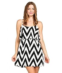 Chiffon/Polyester Chevron Print Colorblocking  Dress