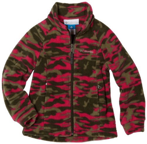 Columbia Girls 2-6x Benton Springs Printed Fleece Hoodie, Surplus Green Camo, 4/5
