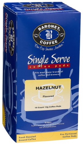 Baronet Coffee Hazelnut Mega Coffee Pods, 16-Count Boxes (Pack of 4) by Coffee Pods