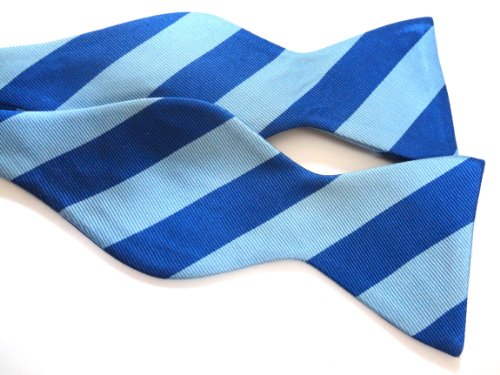 Marlon Garci 100% Silk Woven Navy Blue & Light Blue Self-tie Bow Tie