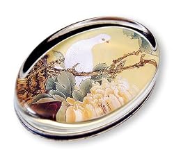 White Crest - Oval Glass Paperweight