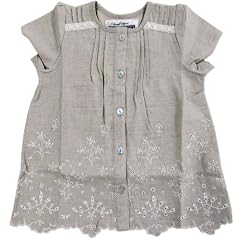 s.t.closet frabjous 刺繍前開きワンピース 80cm 麻ナチュラル[158] 綿麻平織り E37182-12