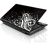LSS 15 15.6 inch Laptop Notebook Skin Sticker Cover Art Decal Fits 13.3" 14" 15.6" 16" HP Dell Lenovo Apple Asus Acer Compaq (Free 2 Wrist Pad Included) Black and White Floral