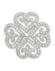 Rhodium-plated CZ Clover Pin