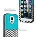 Galaxy S5 Case, UALK Hybrid 3-Piece Dual Layer Wave Pattern Grip Cover Aqua Blue Shock Proof for Samsung Galaxy S5 - Aqua Blue Black Wave