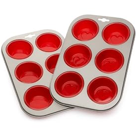 Kaiser Bakeware Flexi'Belle Plain Muffin pan and Mini Heart Pan Set by Kaiser