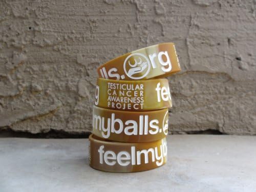 FeelMyBalls.org DESERT CAMO wristband w/ White Lettering for Testicular Cancer Awareness - for Men/Adult