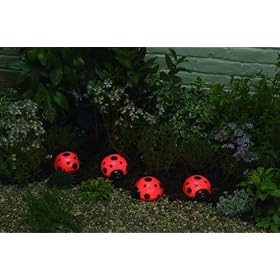 Smart Solar/Smart Solar 3656MRM4 Ladybug Solar Light Set. 4 pack. Red
