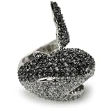 nOir Novelty Rhodium Silver Shark Ring, Size 7