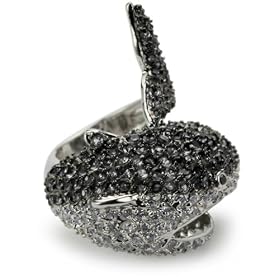 nOir Novelty Rhodium Silver Shark Ring, Size 7