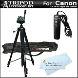Professional 72 Camera Tripod + RS60 Remote Switch For Canon EOS Rebel T3i, T2i T3 60D Digital SLR Camera + MicroFiber Cleaning Cloth