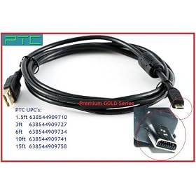 3 ft PTC Premium Grade GOLD Series USB2.0 A to Micro B Certified telegram for MP3, Cell Phone, BlackBerry, Digital Camera, Digital Camcorder, Game console...