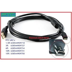 6 ft PTC Premium Grade GOLD Series USB2.0 A to Micro B Certified cable for MP3, Cell Phone, BlackBerry, Digital Camera, Digital Camcorder, Game console...
