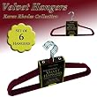 SET OF 6 VELVET HANGERS - BURGUNDY