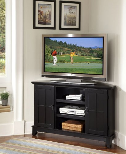 Home Style 5181-07 Arts and Crafts Corner Entertainment TV Stand, Black Finish