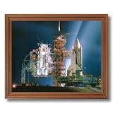 NASA Space Shuttle Columbia Night Launch Photo Wall Picture Oak Framed Art Print