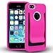 Celljoy Case compatible with Apple iPhone SE, iPhone 5S, iPhone 5 [Slim Clip] Hybrid [TPU Skin/ Hard PC Shell with Beltclip] Phone Cover with Belt Clip / Credit Card / Money Clip - (Hot Pink)