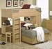 Natural Finish Wood Twin Loft Bunk Bed w/Many Storage Space