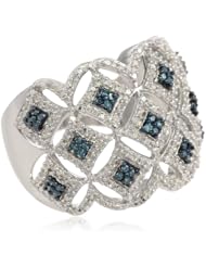 Sterling Silver Blue and White Diamond Ring (1/2 cttw, I-J Color, I3 Clarity)