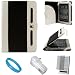 Black with White Protective Leather Jacket Case Cover with Accessory Slots for Sony PRS950 Daily Edition Wireless e-Reader + Clear Screen Protector + White USB Travel Wall Charger with LED Power Indicator + SumacLife TM Wisdom Courage Wristband