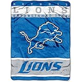 NFL Detroit Lions Plush Raschel Blanket, 60 x 80-Inch, Blue