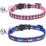 BINGPET 2 pcs/set Nylon Personalized Adjustable Cat Breakaway Collar With Bell