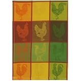 100% Cotton Jacquard Chickens Check Dishtowel 18 X 28 Set 6 by 