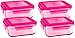 Wean Green Set of 4 Meal Cubes - Eco-Friendly BPA-Free Durable Glass Food Container - 28 Ounce Raspberry