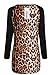 Meaneor Women's Long Sleeve Loose Leopard T-Shirt Tops Hi low Blouse With Pocket