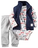 カーターズ ロンパース carter's 男の子用紺キルティングベスト消防車お出かけ用上下3点セット (12months(72-78cm)) [並行輸入品]