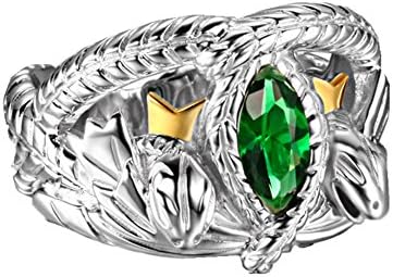 925 Sterling Silver Lord of the Rings Aragorn Barahir's Womens Mens Emerald Band Ring