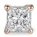 FANTOM Unisex Solid Silver Princess Rose Overlay Stud Cubic Zirconia Earrings