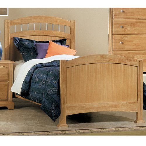 Contemporary Maple Finish Solid Wood Twin Size Bed