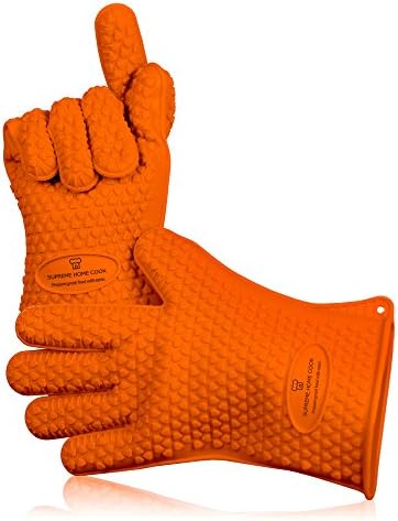 Supreme Home Cook Silicone Ultimate Heat Resistant 5 Finger Kitchen, Grill, Oven & BBQ Gloves & Pot Holder.