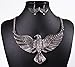 QIYUN.Z Gold Silver Soaring Eagle Bird Pendant Chain Bib Necklace Dangle Earring Set