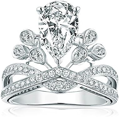 CHIC 925 Sterling Silver Filled Rings Crystal Sapphire White CZ Engagement Anel Anies