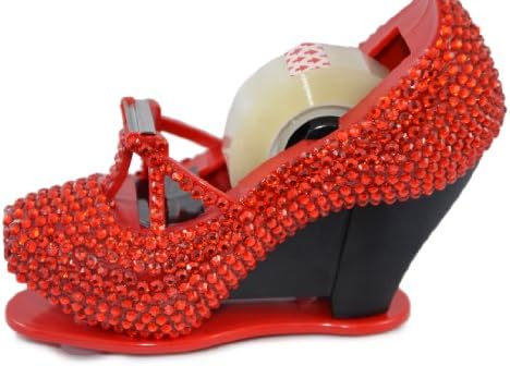 #1 High Heel Shoe Scotch Tape Dispenser. Bejeweled Stiletto in Pink, Red, Silver and Many Other Colors. Fun Desk Accessory for Packaging and Mailing. Kids and Adults Can Use. (Red)