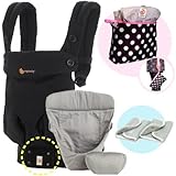 エルゴベビー 抱っこ紐（ベルト付） 360スリーシックスティ/ピュアブラック・インサート3III 【正規代理店2年間保証-SG認定付】 よだれパッド+収納ポーチ付